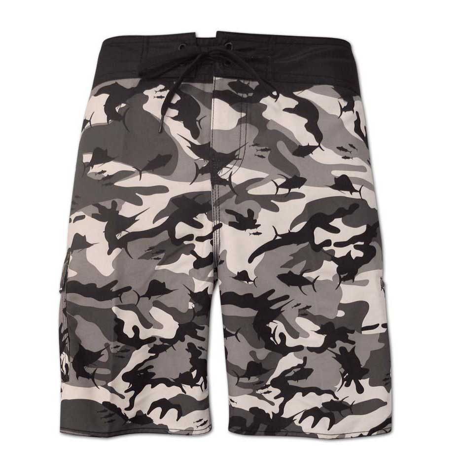 Pelagic Fish Camo Fishing Board Shorts Grey or Blue Fish Camo Color Size 32 – 40