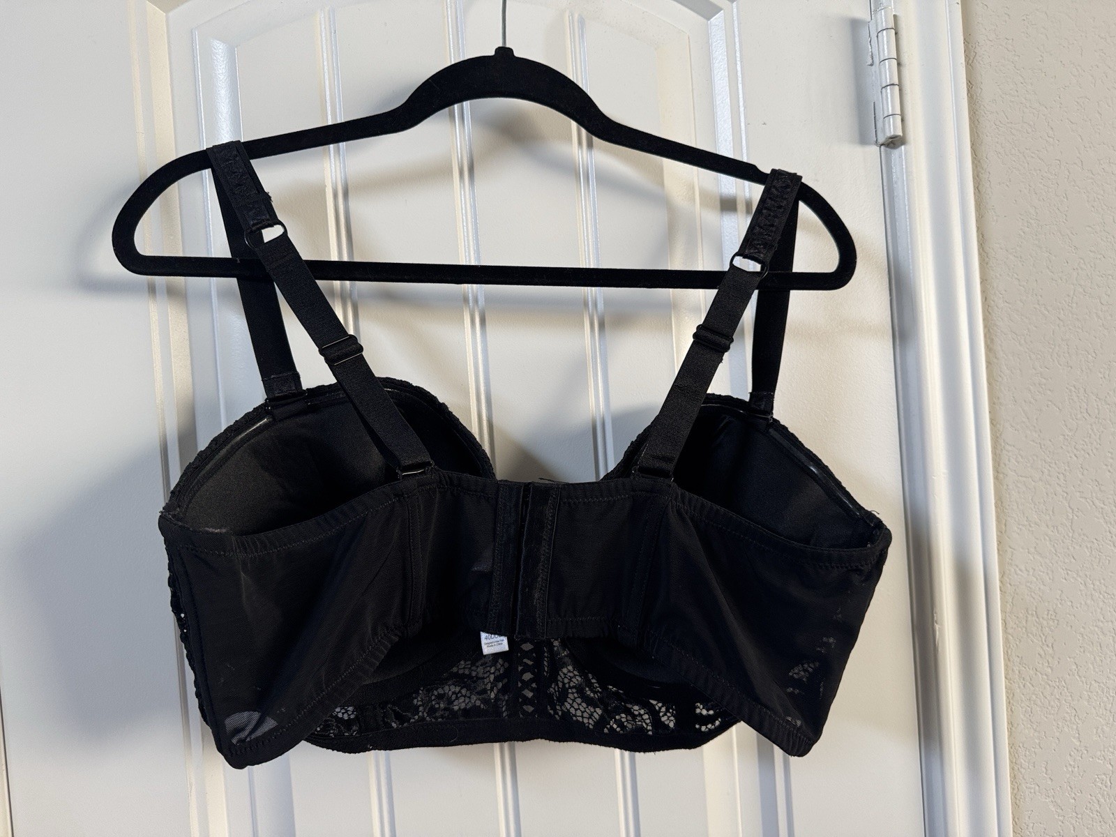 Adore Me Black Lace Bow Bra 40DDD Lightly Lined