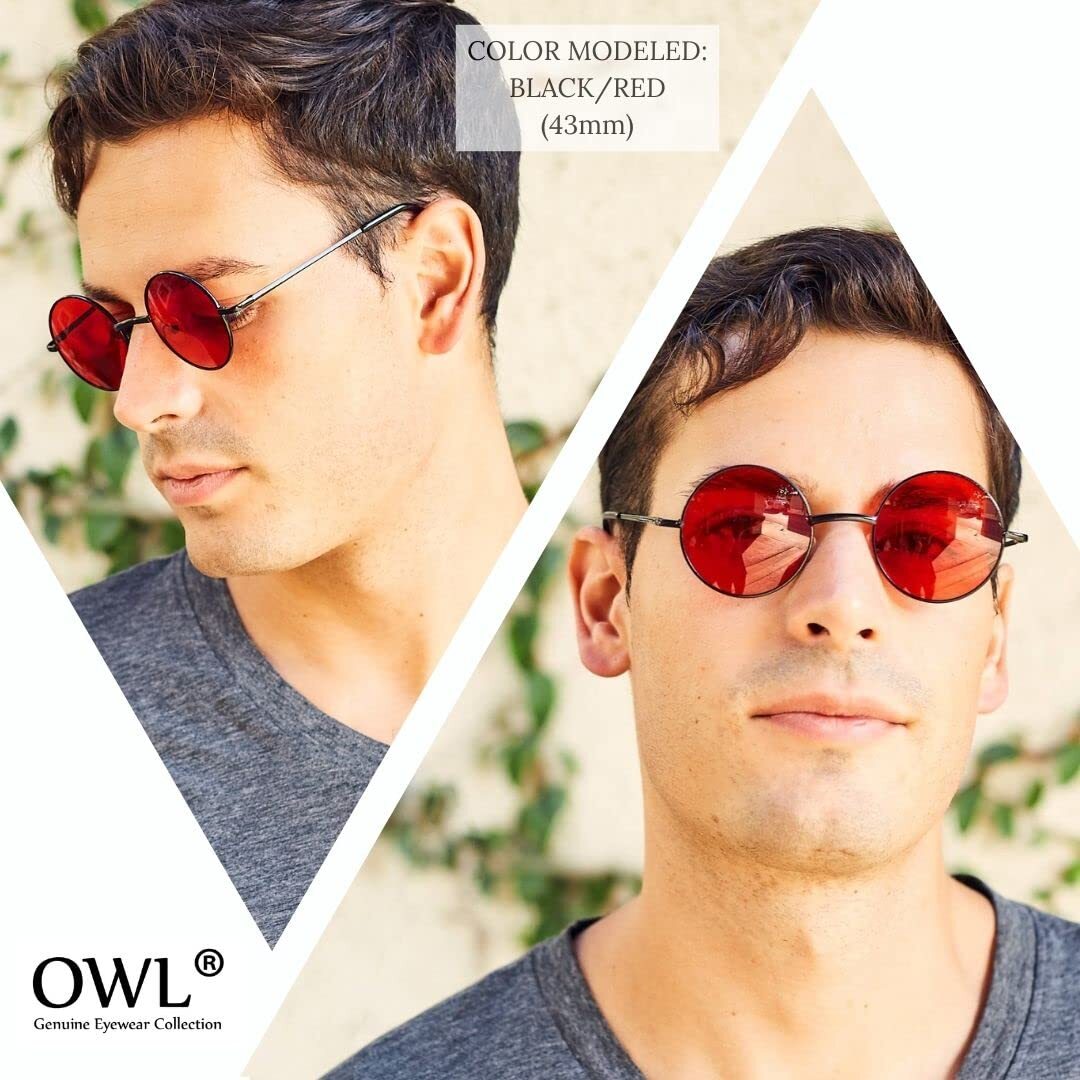 OWL Round Sunglasses 10 Pack Retro Vintage Hippie Style 43mm Mirror Lens