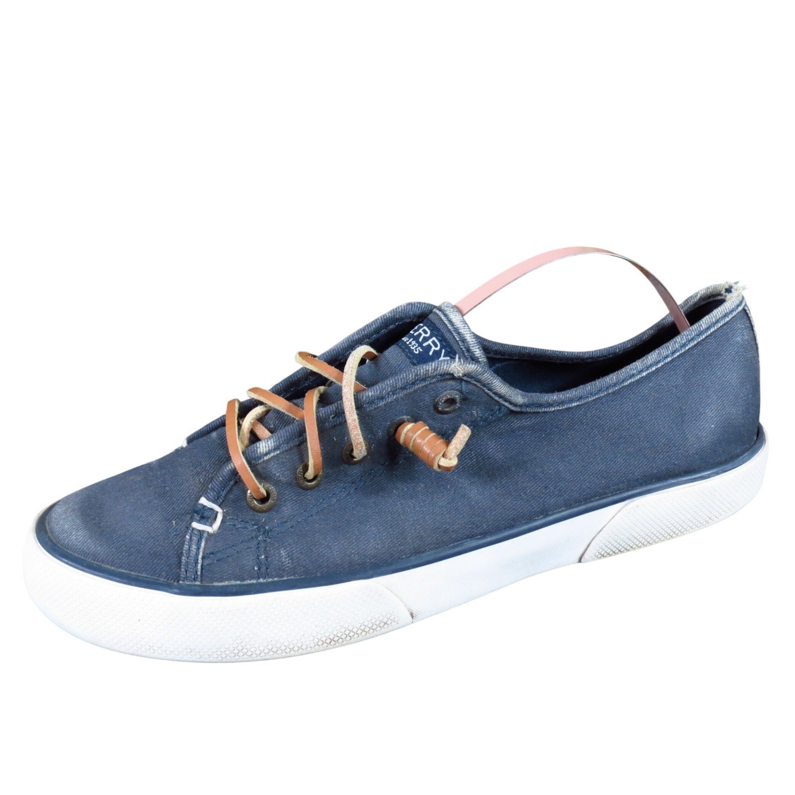 Sperry Pier View Women Casual Sneaker Size 7.5 Daily Wear Navy Blue Fabric