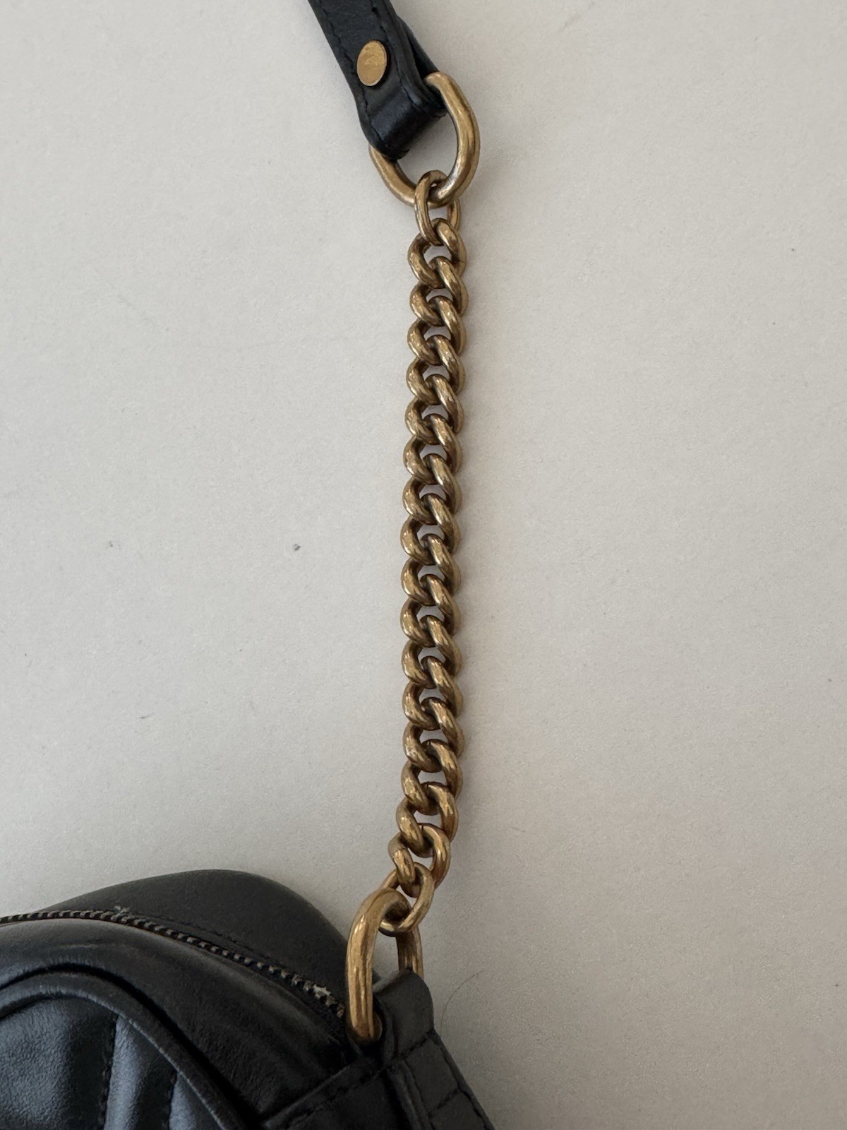 Pre Owned Fair Replacement Bolt Last Photo Gucci GG Marmont Mini Double G Black