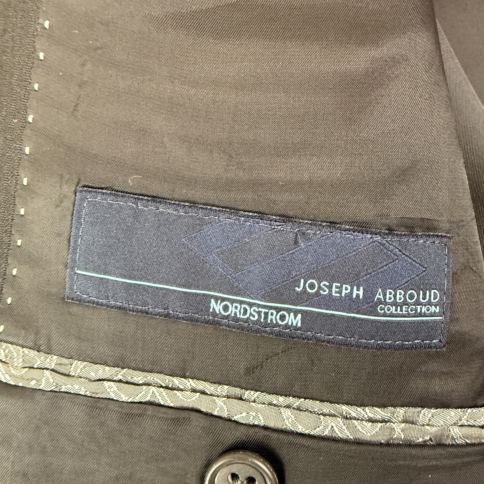 Joseph Abboud Suit Mens 46R Black 2 Button Loro Piana Wool Pants 40×27 Flat