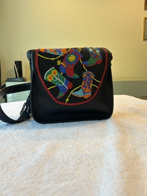 Brighton Vintage Western Beaded Shoulder Bag Black – Multi Colored