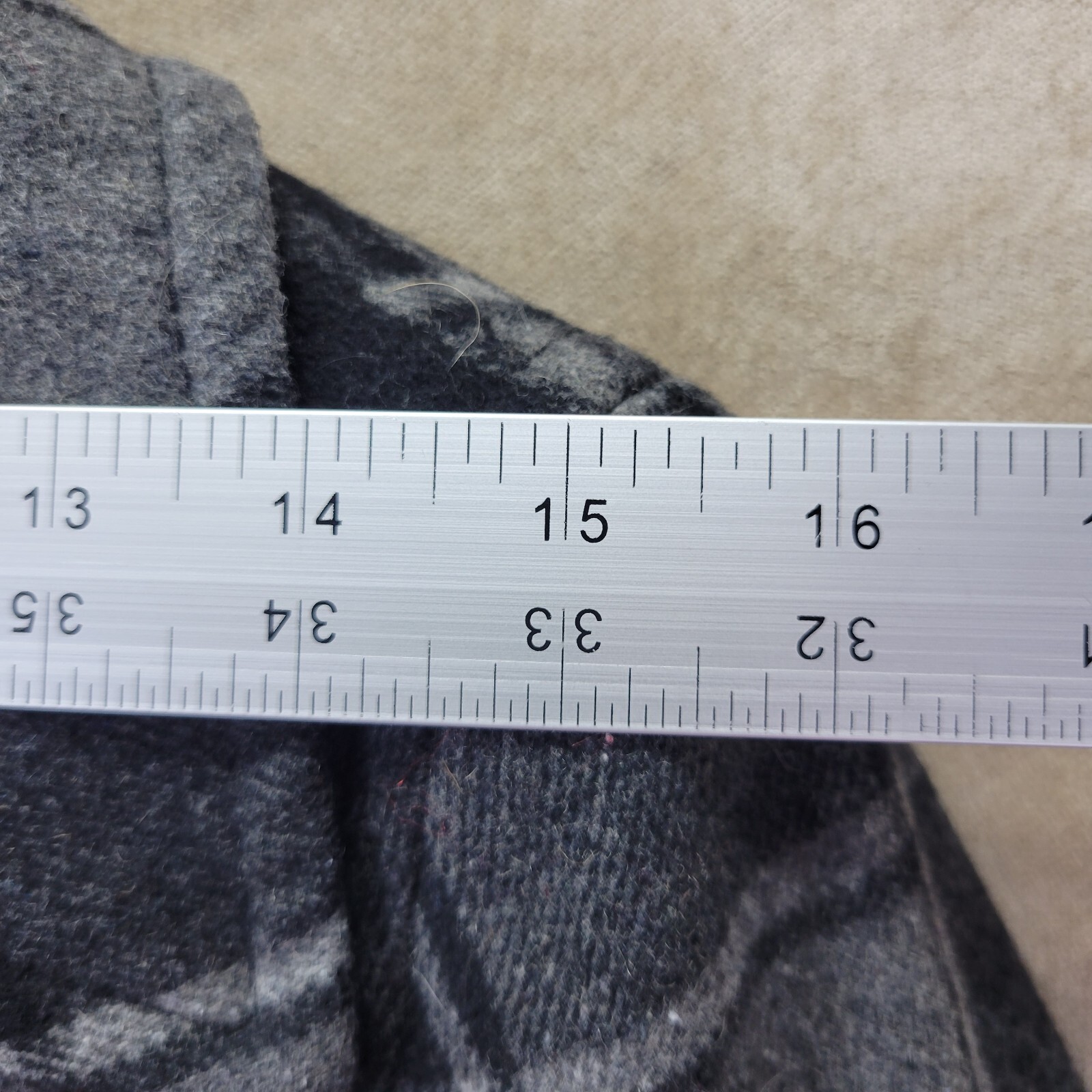 Old Navy Gray & Black Plaid Wool Blend Womens Double Breast Pea Coat Size Medium