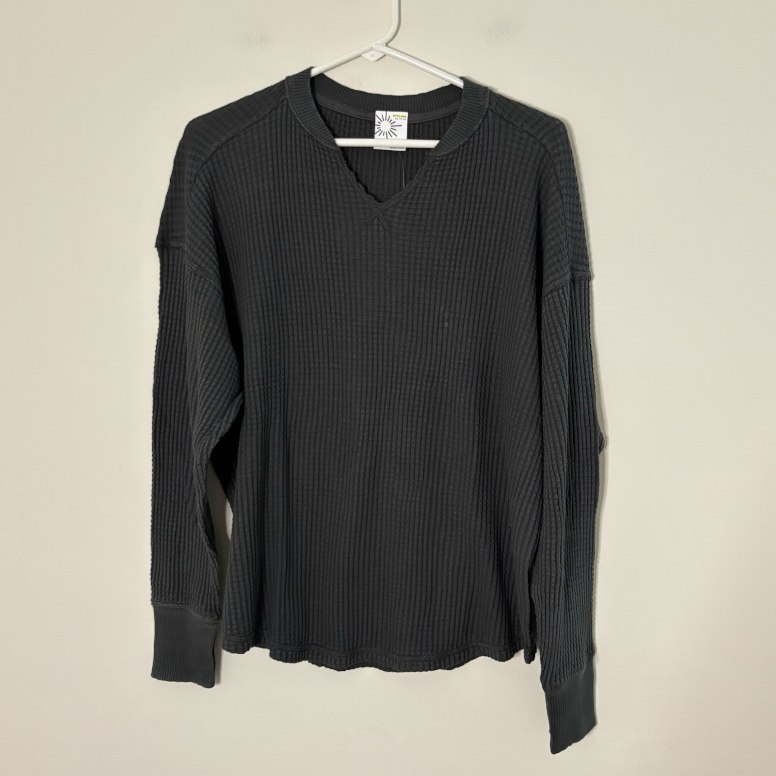 NWT Offline By Aerie Womens XS Grey Long Sleeve Casual Grunge Top Modal M7