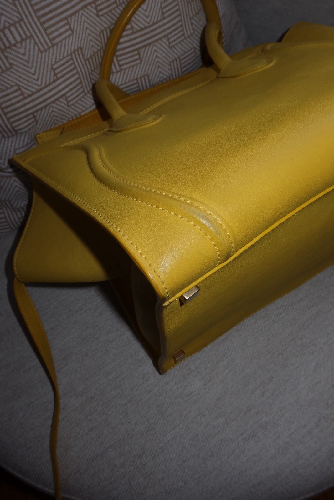 Celine Yellow Leather Medium Phantom Luggage Tote Bag $4200 With Dust Bag