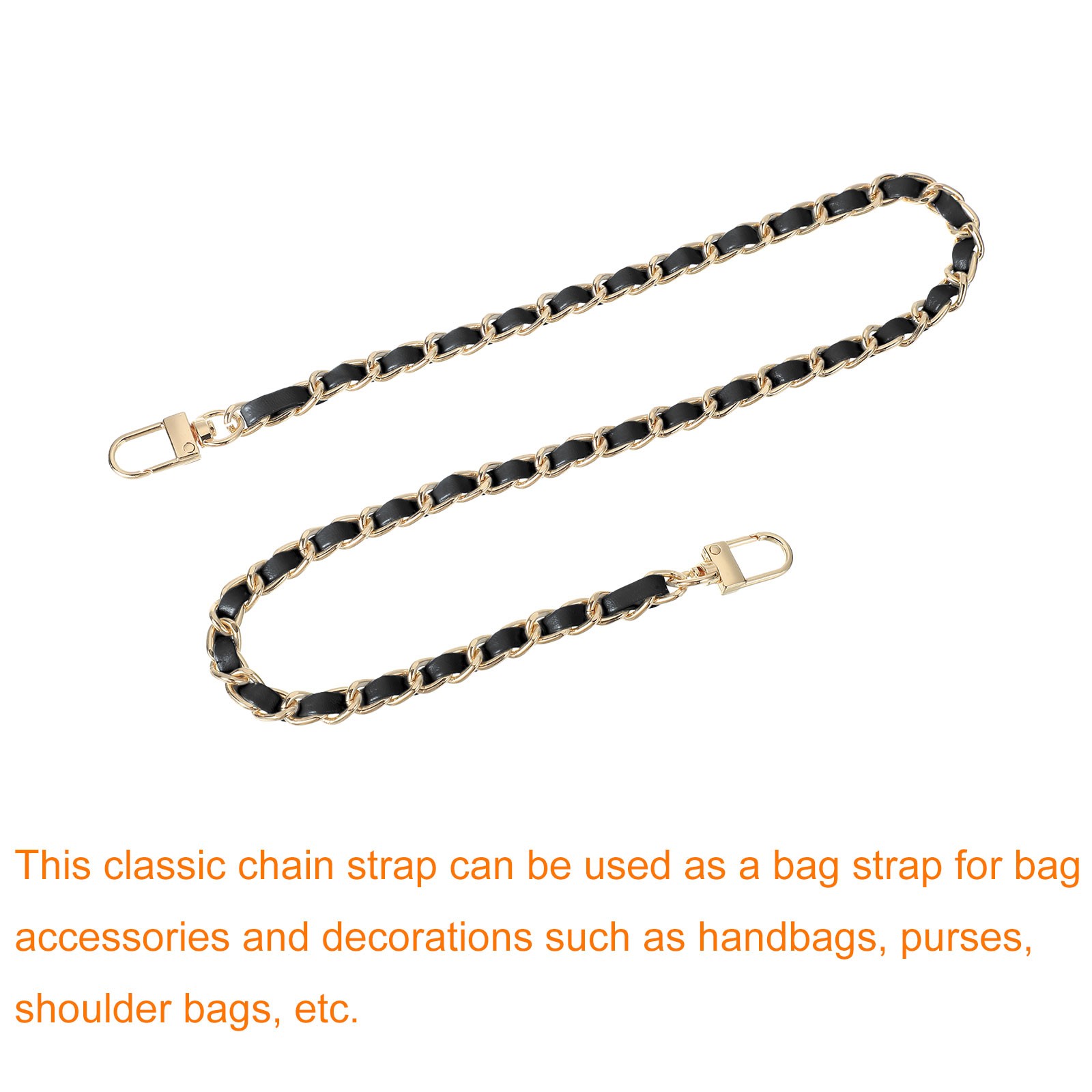 24″ Purse Chain Strap with Buckles for Shoulder Black Gold