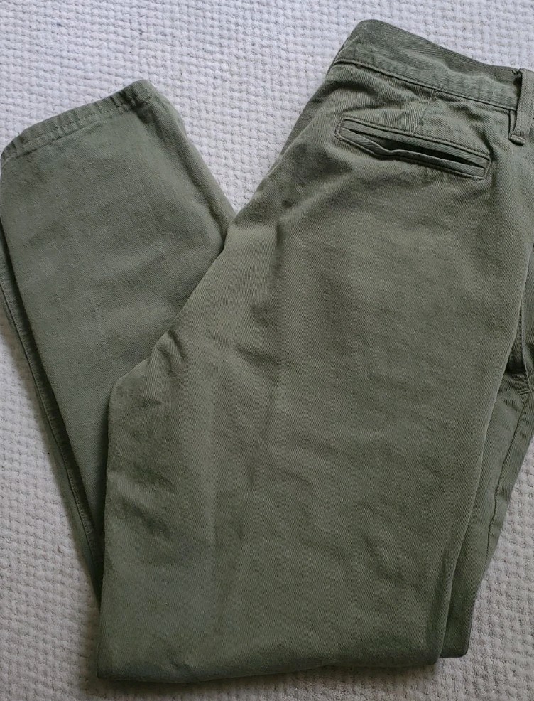 3Sixteen CH-55x ? Mens 34 X 26 Plus 12oz Selvedge Chino Pants Olive Green Button