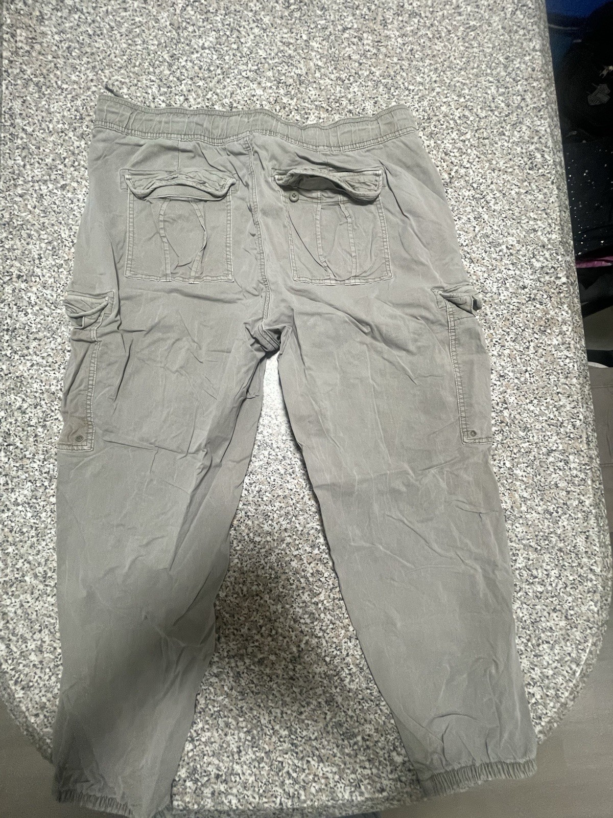 American Eagle Gray Stretch Cargo Pants Regular Fit Tapered Twill Drawstring 20W