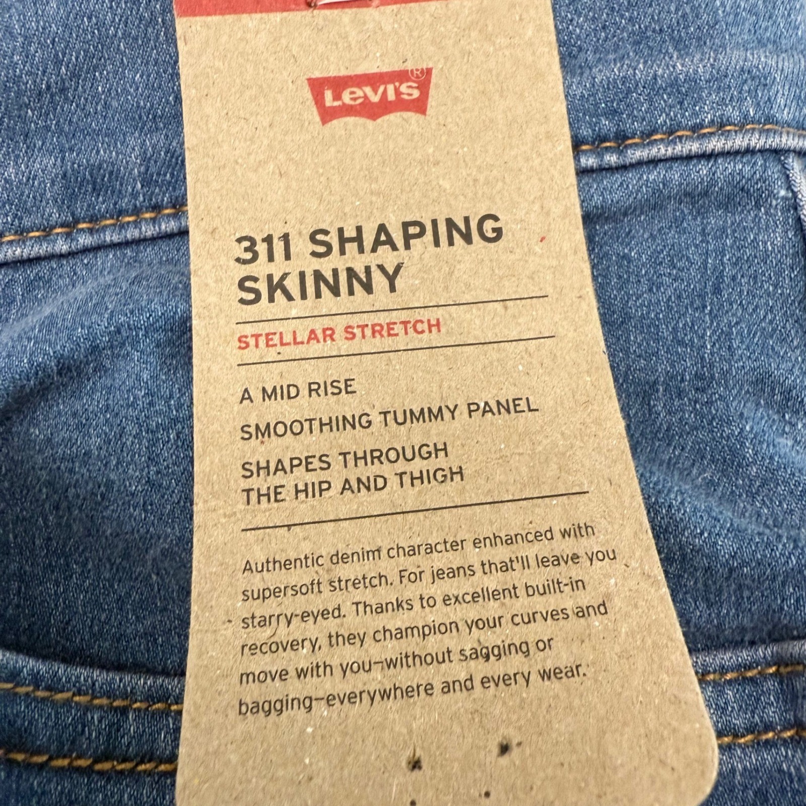 Levis 311 Shaping Skinny Jeans Blue Mid Rise Stellar Stretch 34 (36×30)