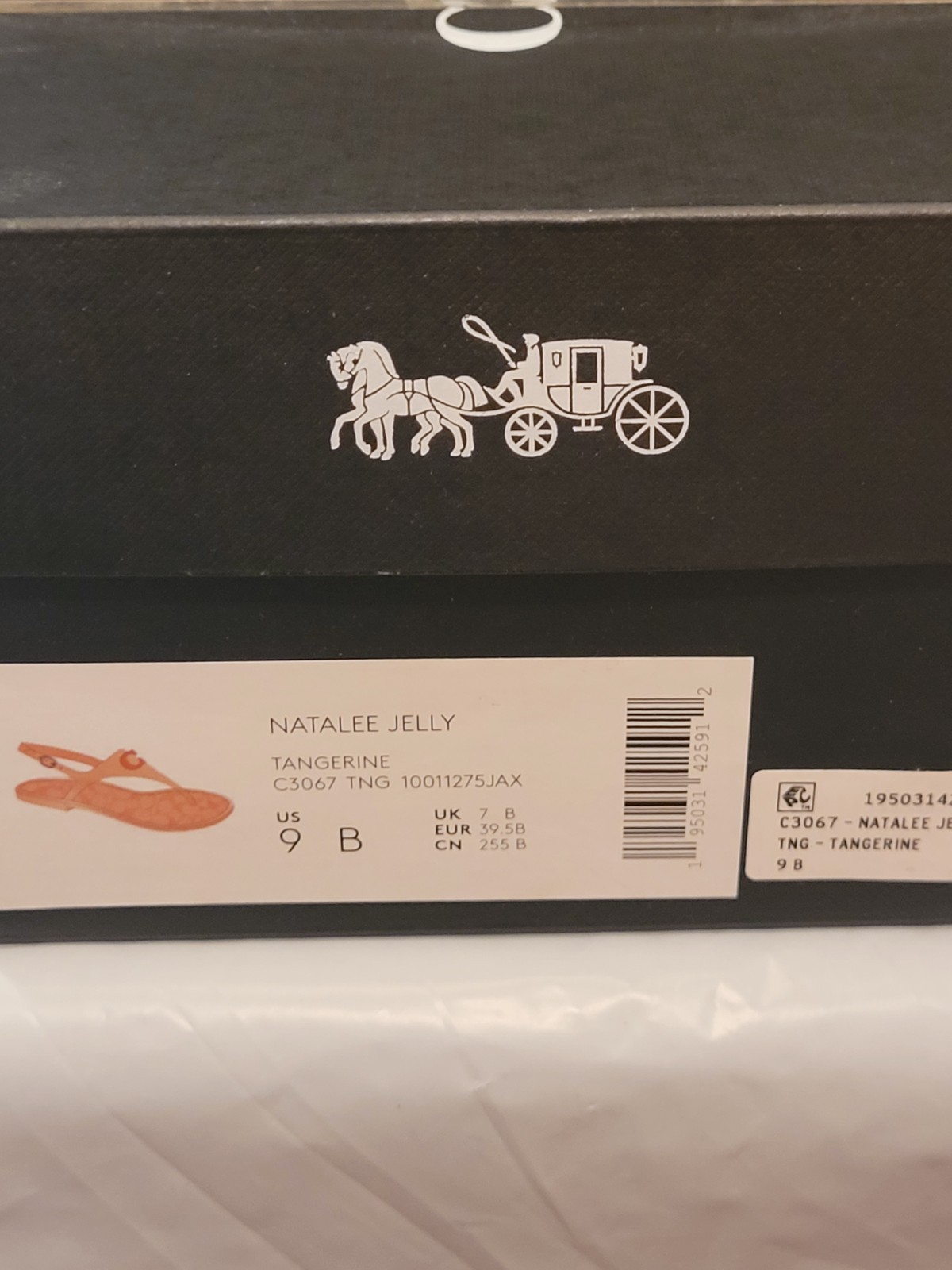 COACH Natalee Jelly Sandals SZ. 9B Orange Tangerine Logo Thong Sandals C3067 Ne