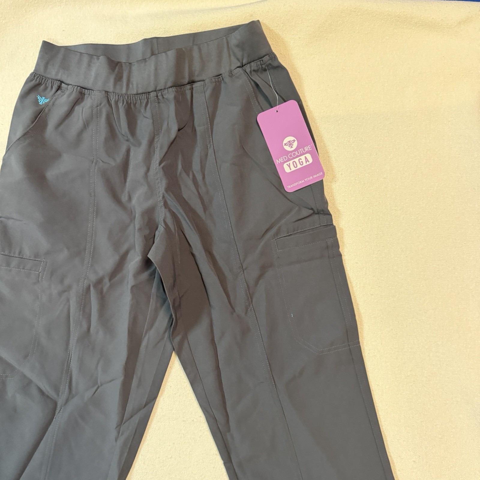 Med Couture Yoga Quick Dry Stretch Women’s Scrub Pants -Small (tall)- Pewter