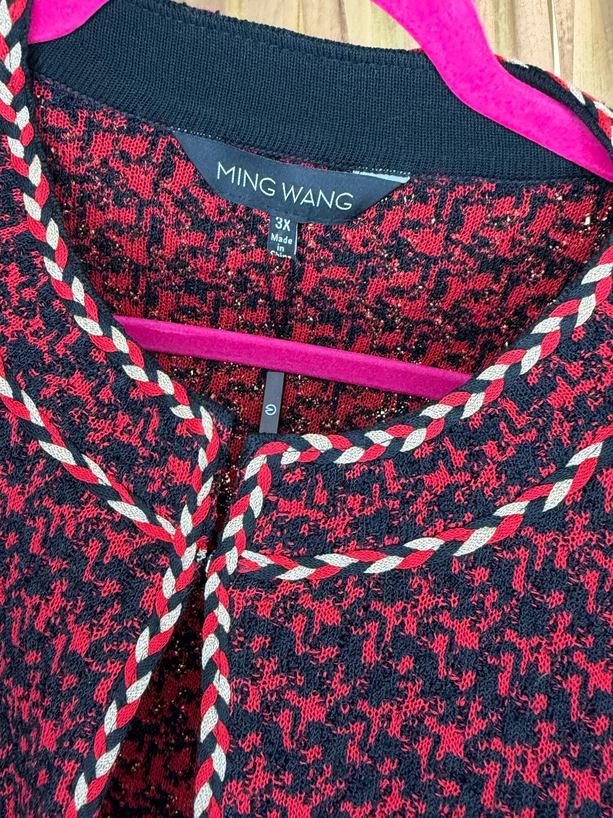 Ming Wang NWOT Red Black Tweed Knit Jacket Blazer 3X