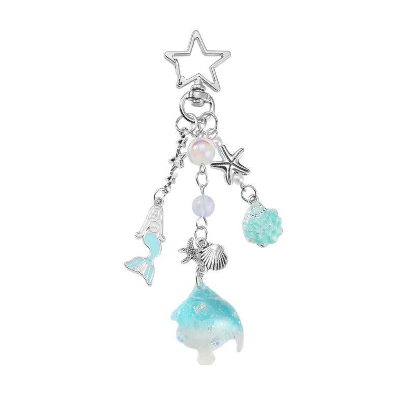 Artistic Marine Themed Natural Stone Keychain For Practical Daily Accessories