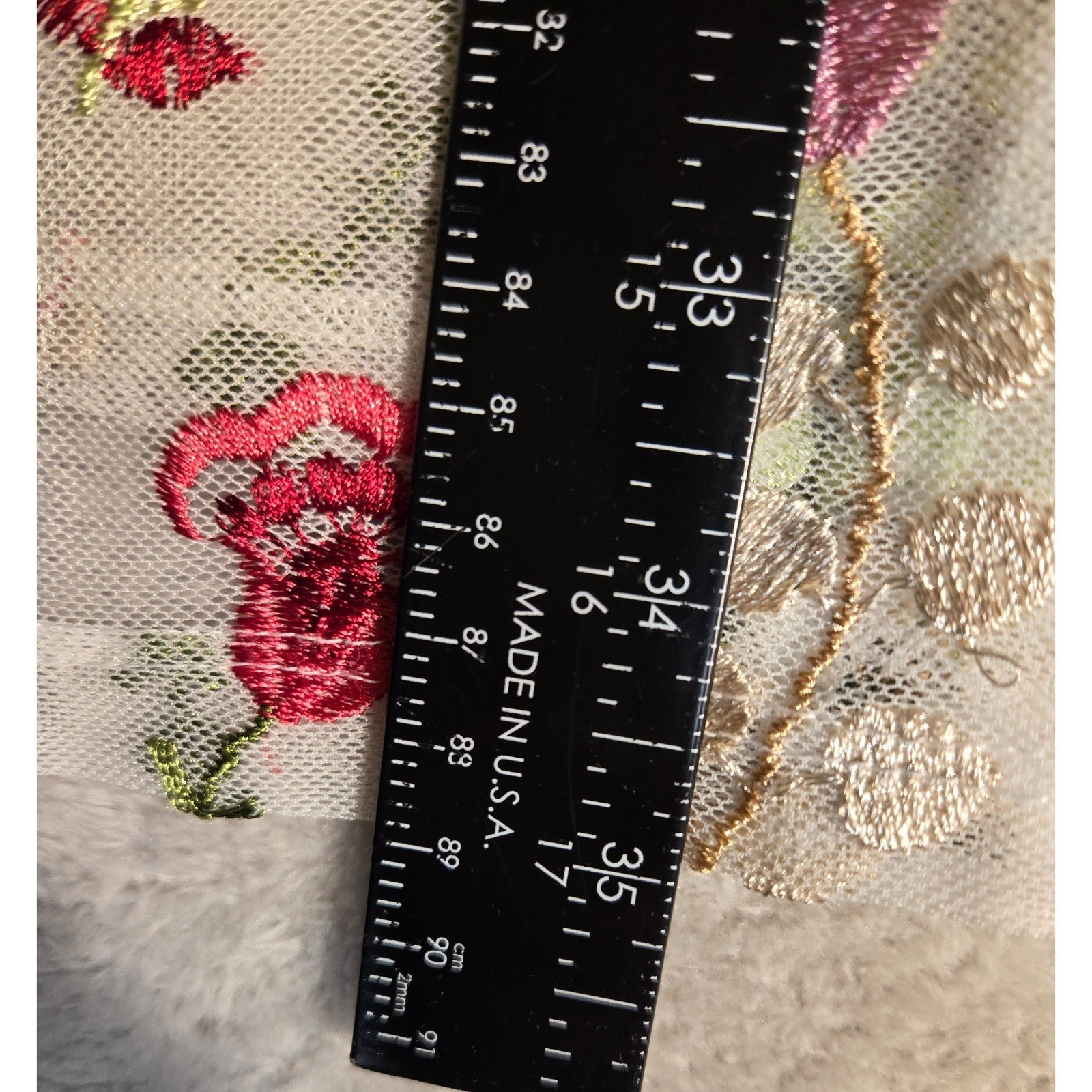 Trendy JS Floral Embroidered Mesh Kimono Cardigan White Pink Large Boho Sheer