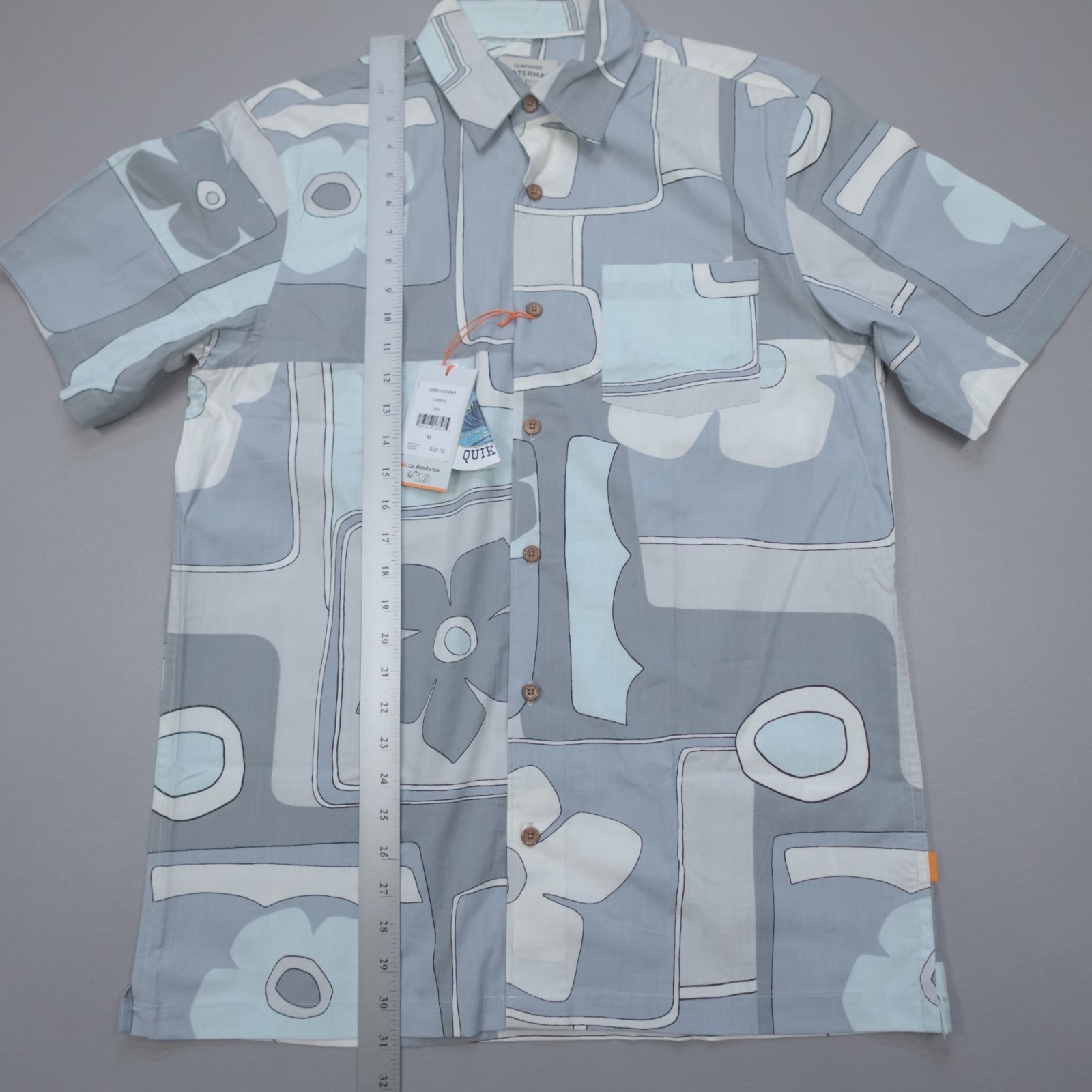 Quicksilver Men’s Carbon Surfrider Printed Short Sleeve Comfort Fit Rayon Blend