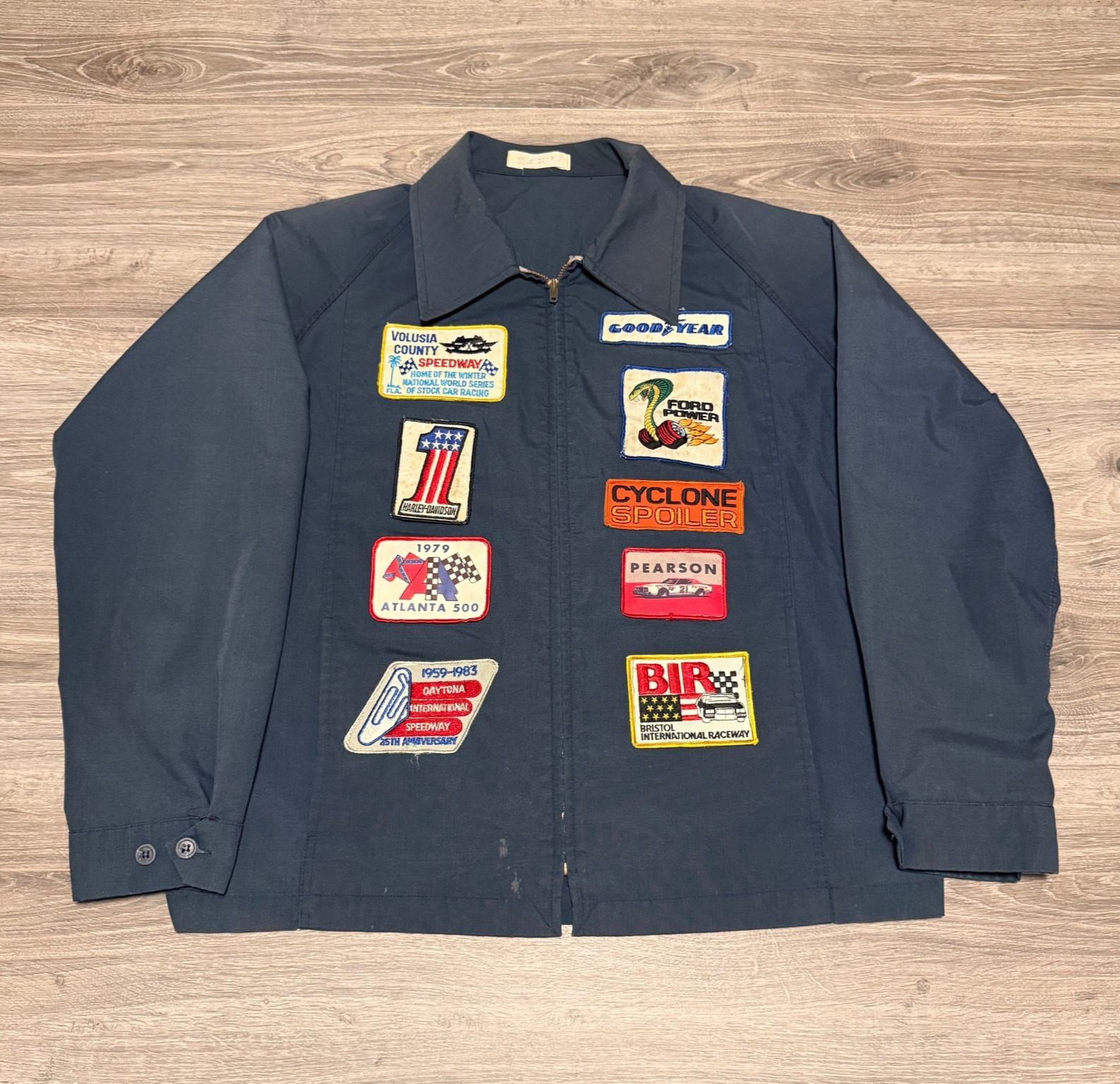 Vintage 70s 80s Good Year Ford Cobra Harley Daytona Racing Patch Talon Jacket XL