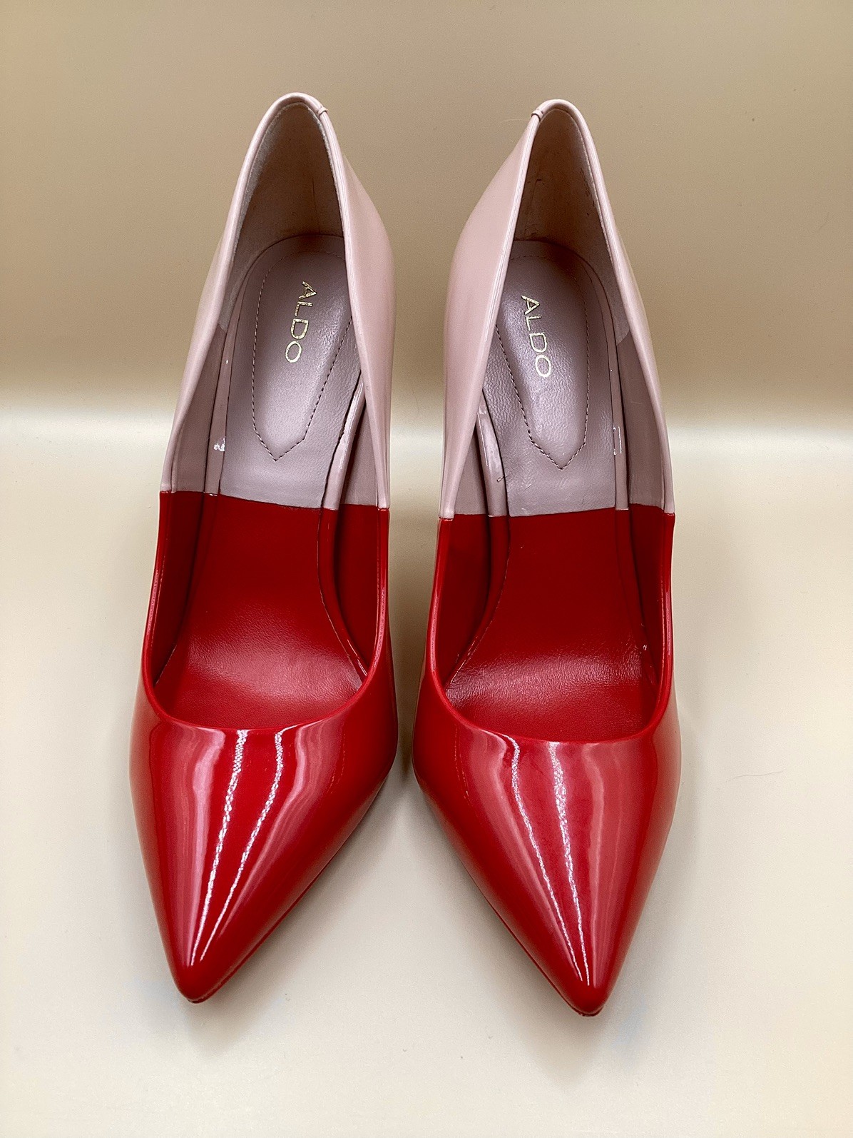 ALDO Red/ Beige Two Tone patent leather pumps Size 8.5-9 *NEW w/o box!*