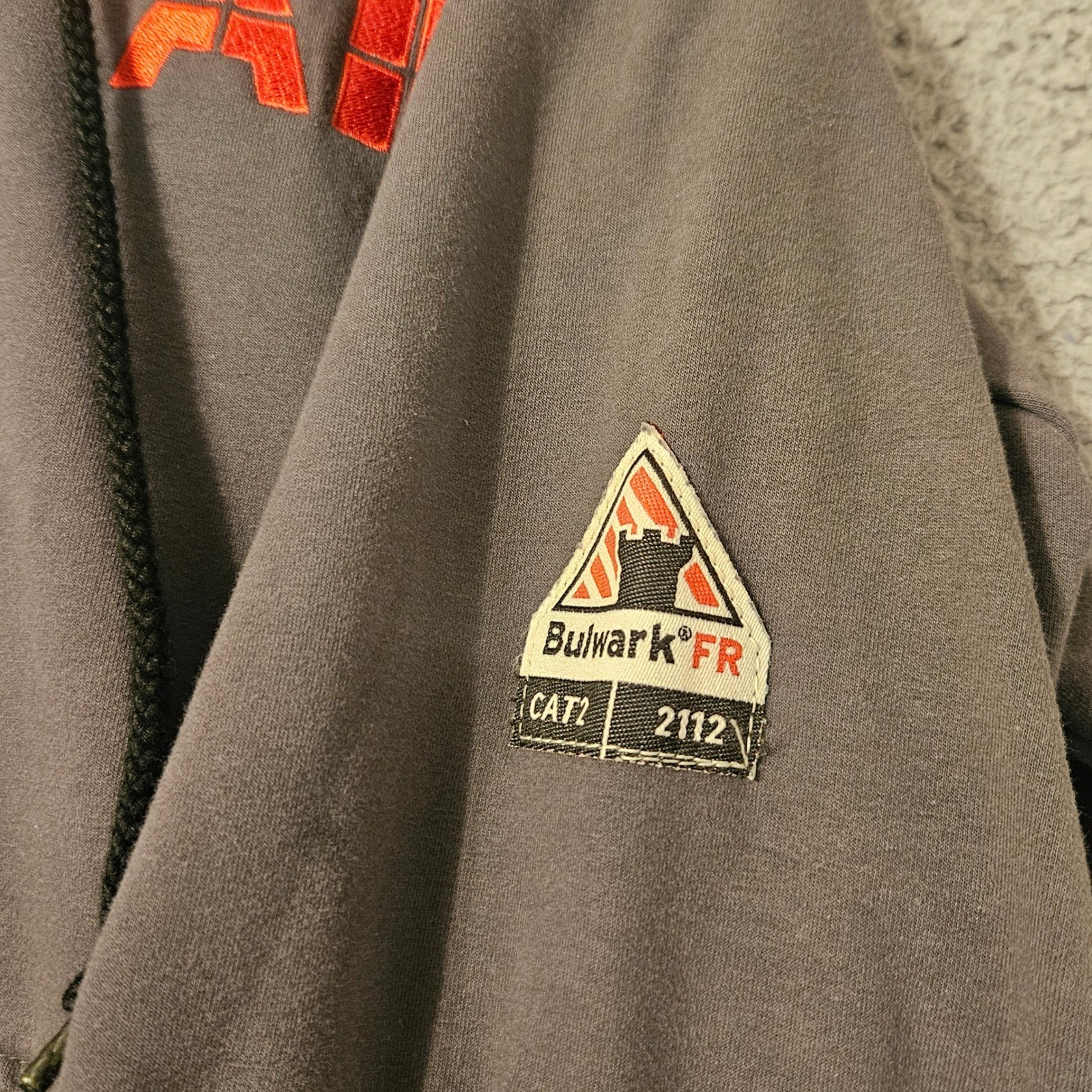 Bulwark FR Flame Resistant ABB Logo Zip Hoodie Gray CAT 2 Mens Size Large