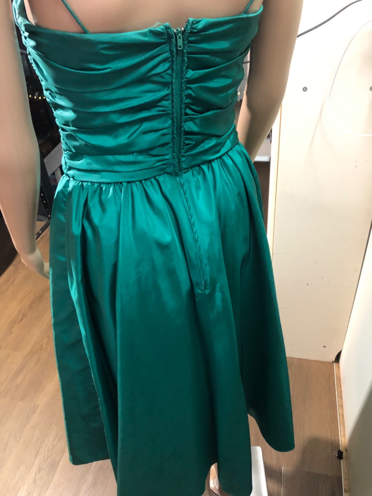 Vintage 80s Liz Claiborne Teal Taffeta Strapless Prom Party DressSweetheart XS