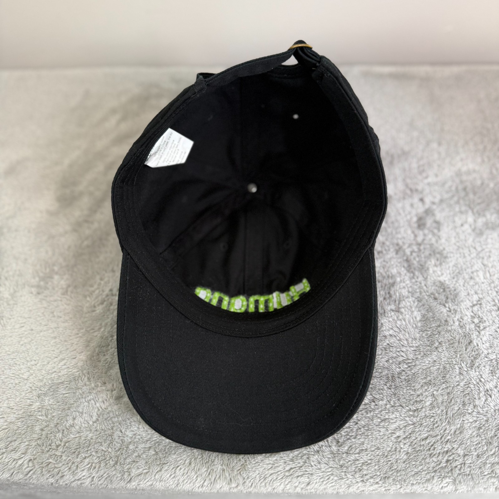 Humana Logo Hat Black Green Embroidered Organic Cotton Adjustable Baseball Cap