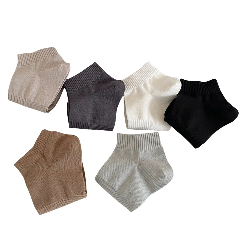 6 Pairs Men Solid Cotton Low Cut Socks Stretch Breathable Short Boat Socks