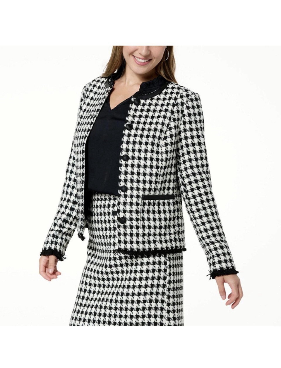 G by Giuliana Black Label Timeless Tweed Jacket Houndstooth Size Small NWT