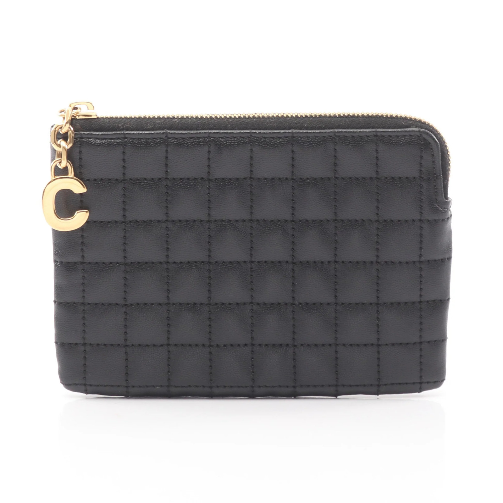 【Wallet】CELINE Coin & Card Pouch C Charm Case Leather Black Celine From Japan