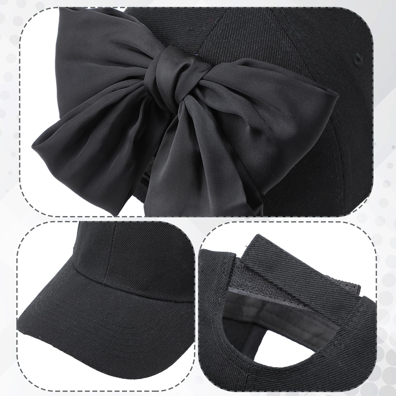Hercicy Bow Tie Baseball Cap for Women Coquette Cute One Size, Black