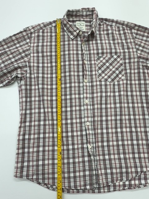 Estabished Men Red White Blue Plaid Button-Down Shirt XL Vintage Pocket