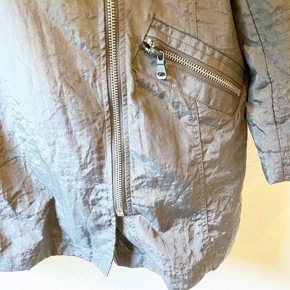 Unknown Moto Asymmetrical Zip Jacket Womens L Grey Good Quilted Nylon 50324NL