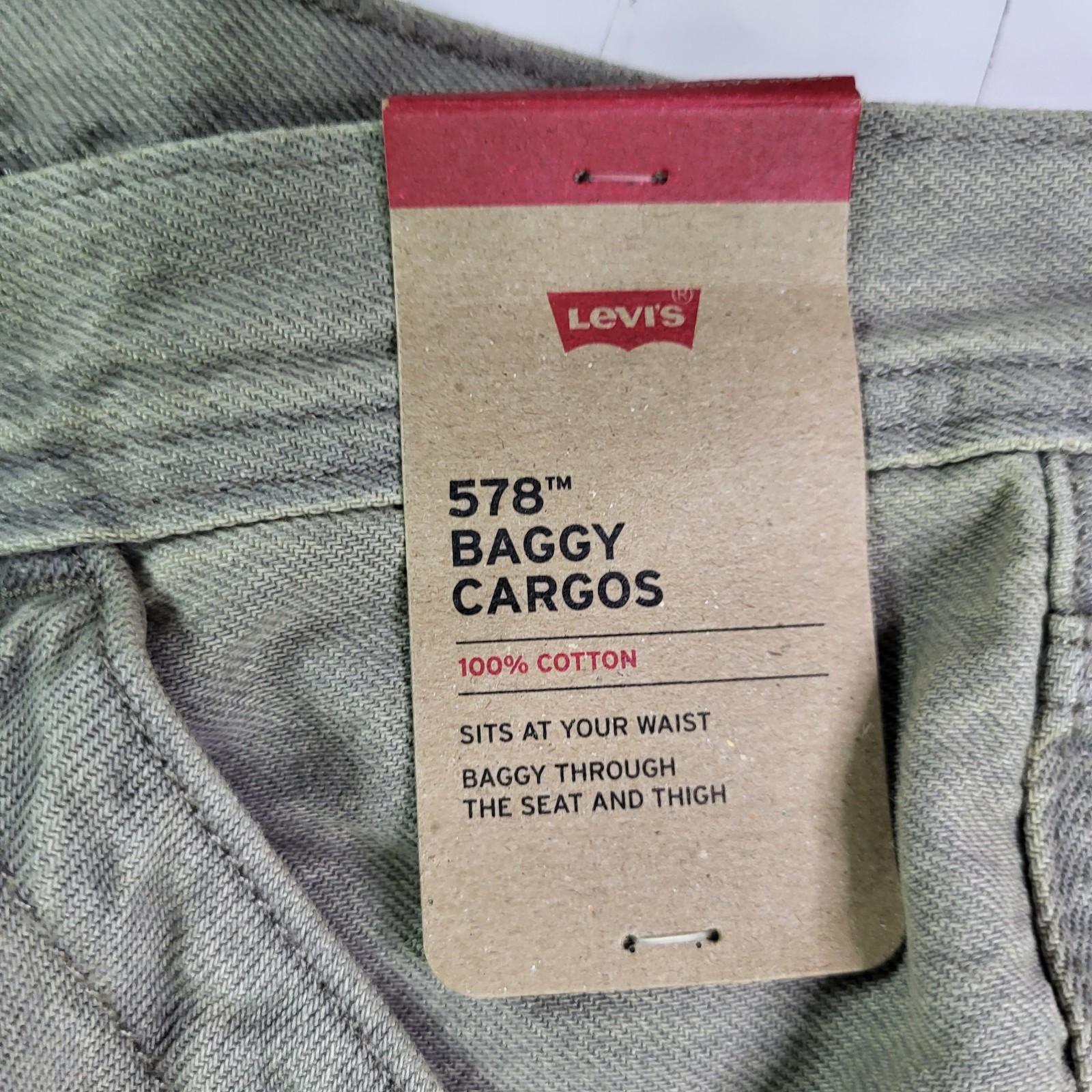 Levi’s 578 Baggy Fit Cargo Jeans 32×32 Mens Light Gray New With Tags Denim