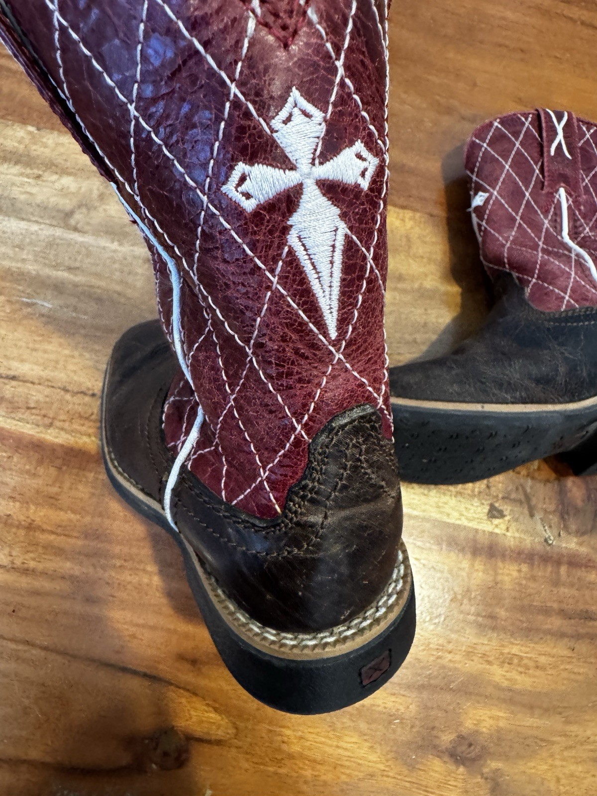Twisted X Cross Boots Western Leather Red Brown Little Boys 8.5 M