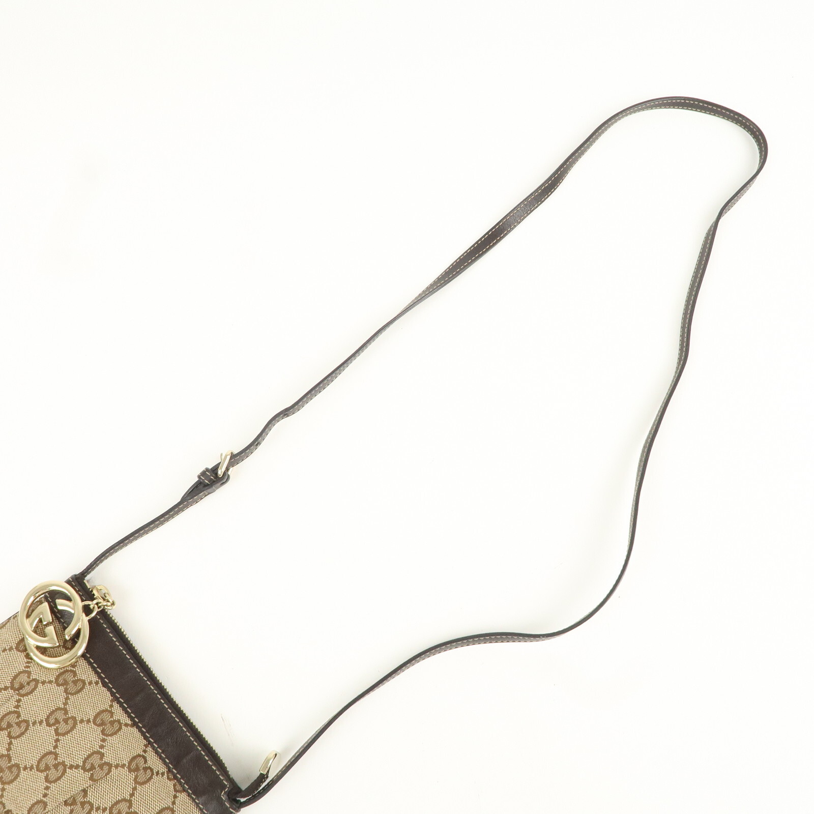 GUCCI Interlocking G GG Shoulder Bag Canvas Leather 212216 Auth Used