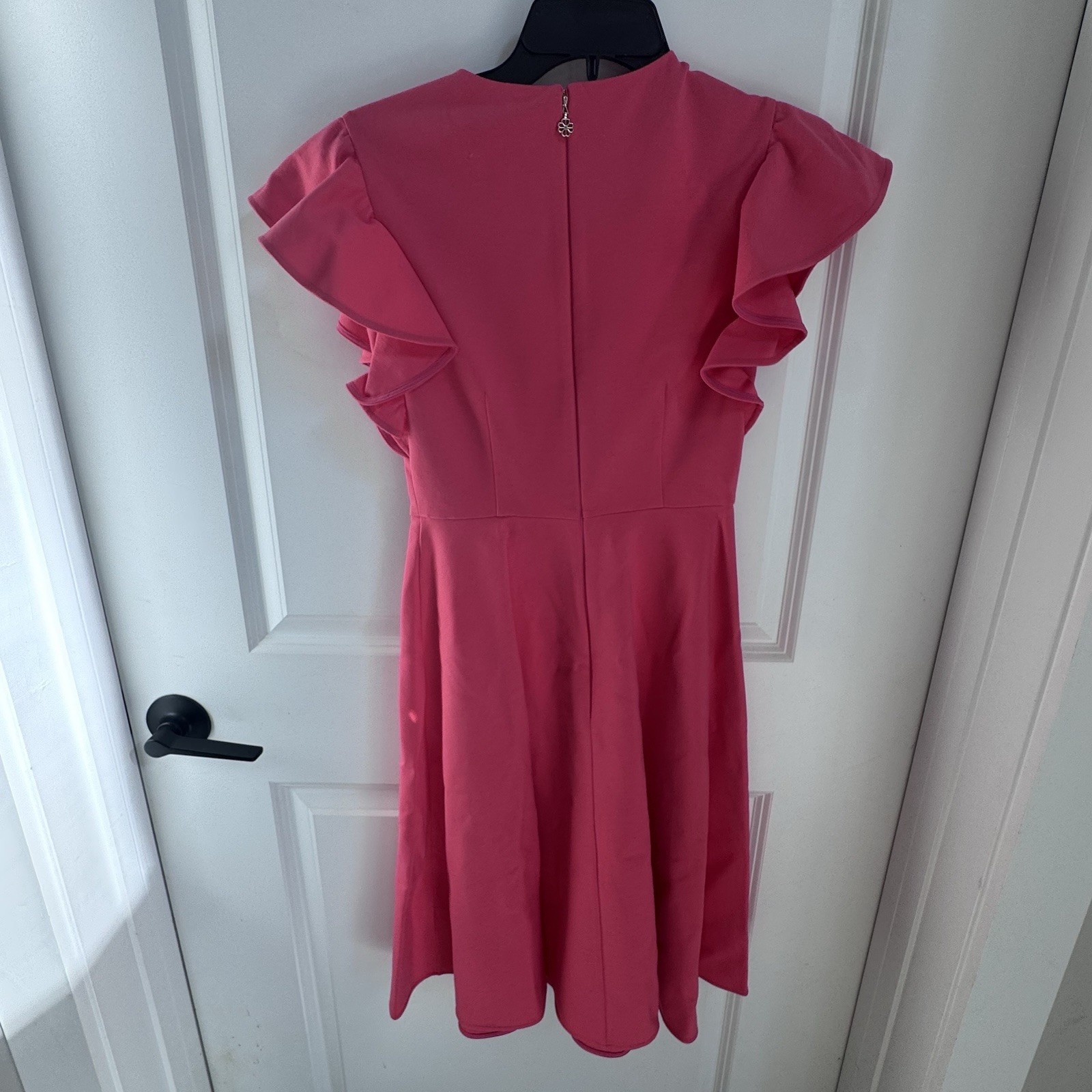 kate spade new york Pink Solid Ruffle Sleeve Fit & Flare Crew Neck Dress 0
