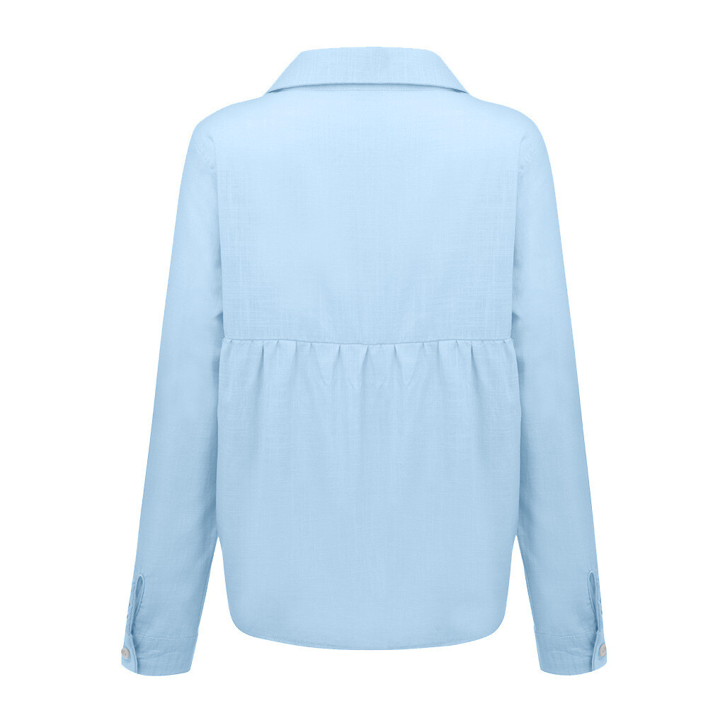 Women’s Long Sleeve Cotton Linen Shirt Elegant Casual Button Down Blouse Tops