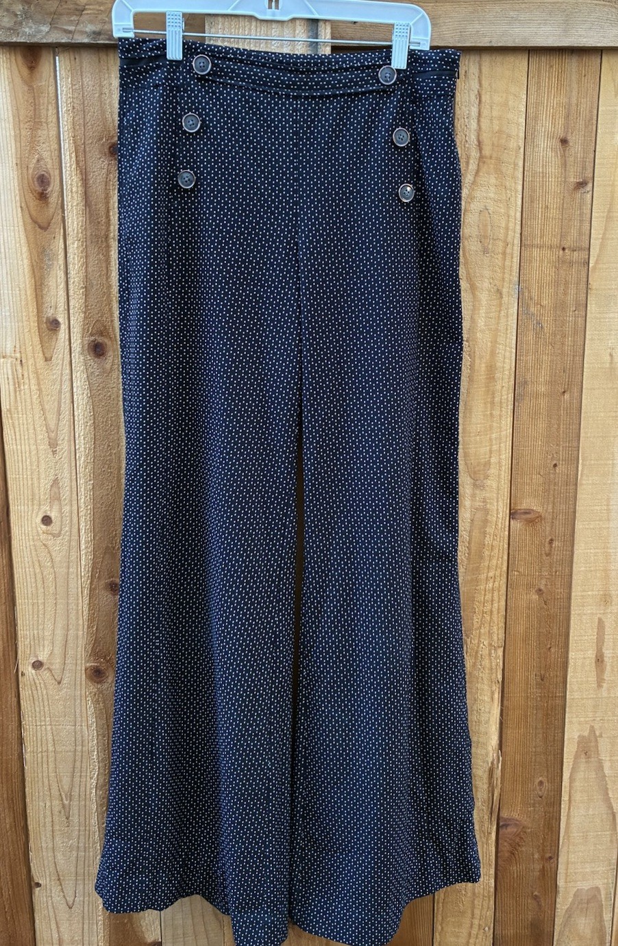 Anthropologie Elevenses Kingsland Pants Black White Dot Wide Leg Sailor Sz 6