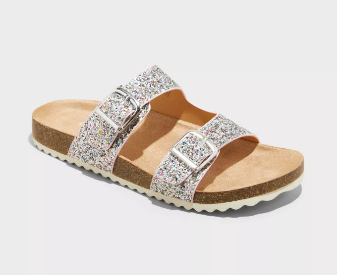 Kids’ Drew Footbed Sandals Silver – Cat & Jack – CHOOSE SIZE