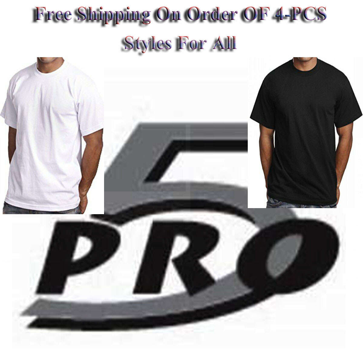 Men’s Pro-5 Short Sleeve T-Shirt 100% Cotton- (4-PCS)