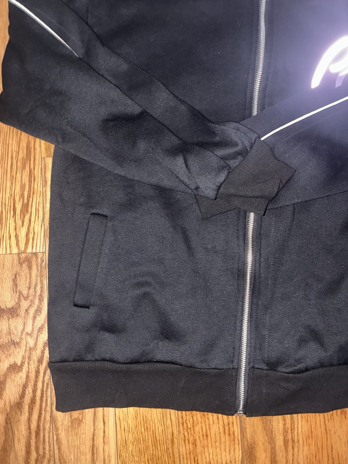 Corteiz Men’s Black Tracksuit Set Medium Reflective Logo Full Zip Jacket & Pants
