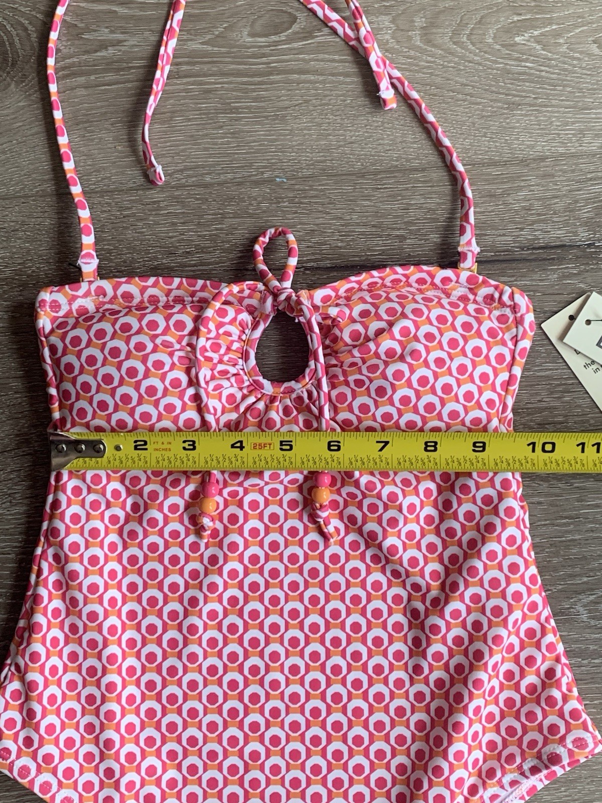 No Boundaries Women’s 2XS Keyhole One Piece Swimsuit PINK GEOMETRIC #10726