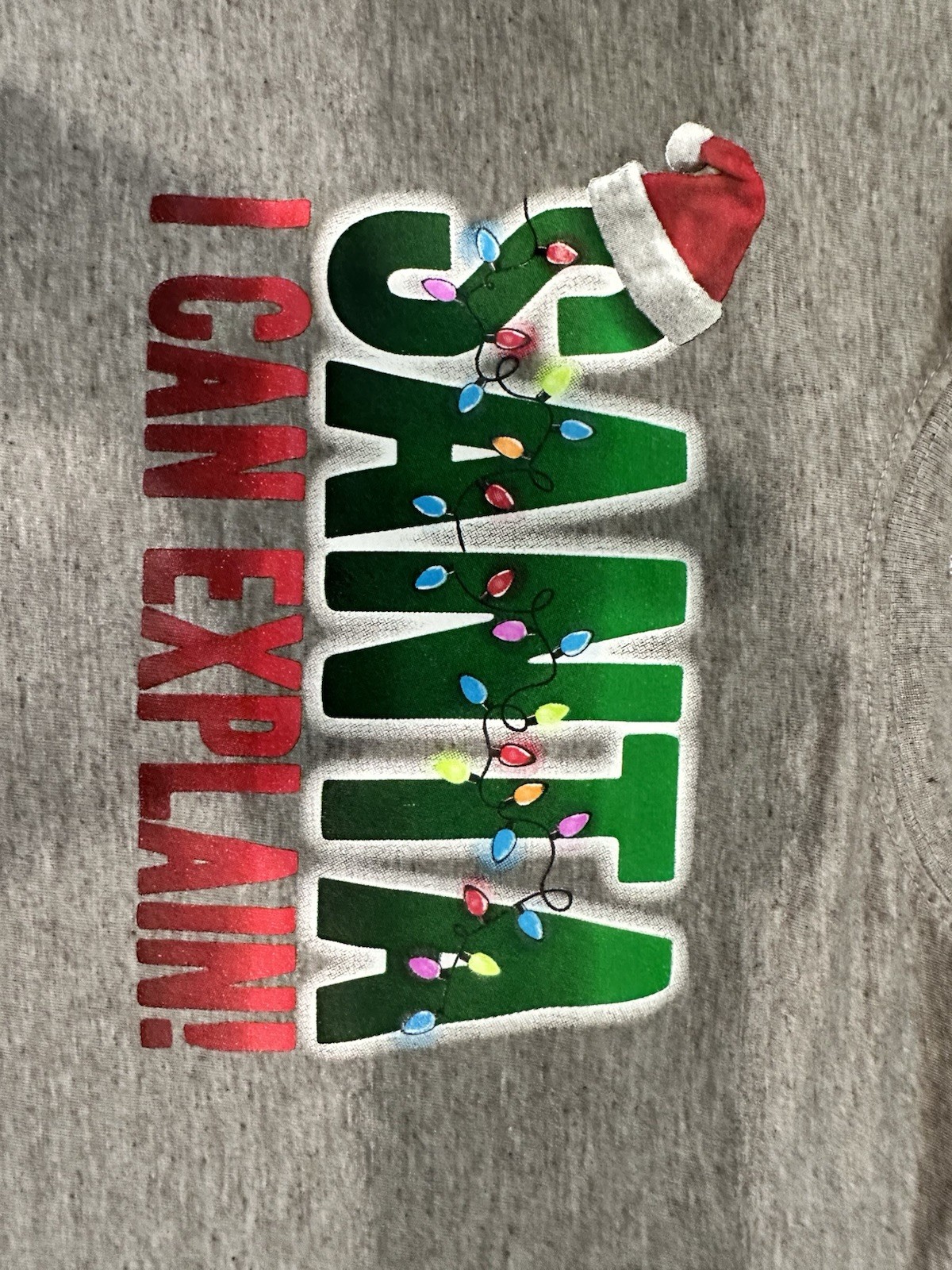 Holiday Time Kids Gray Santa Claus Christmas Graphic Crewneck T-Shirt Sz 8
