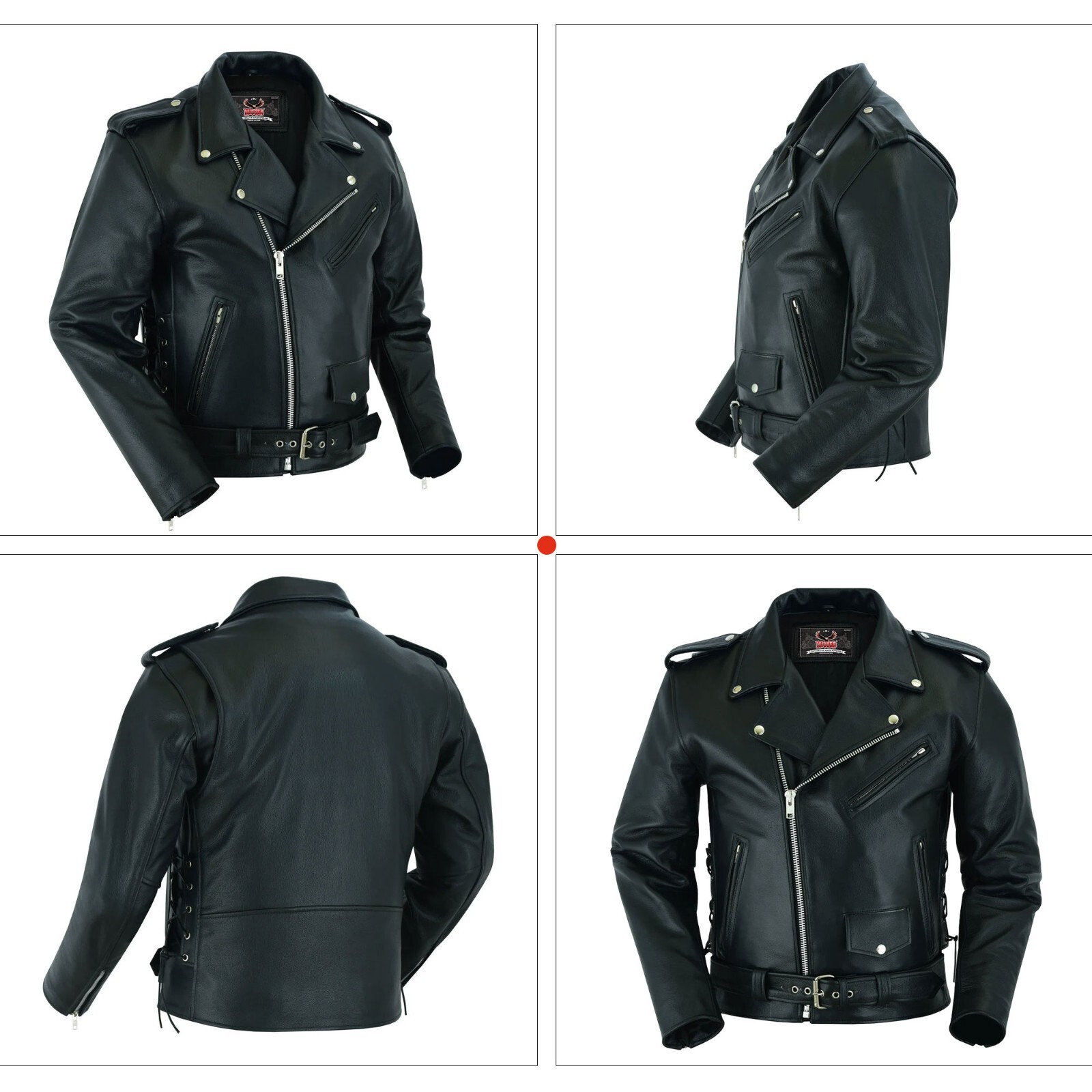 Mens Brando Premium Leather Jacket Motorcycle Perfecto Black Marlon Biker Jacket