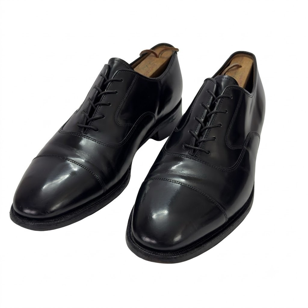 Johnston & Murphy Mens US 8.5 D Black Leather Cap Toe Oxford Dress Shoes 24-9311