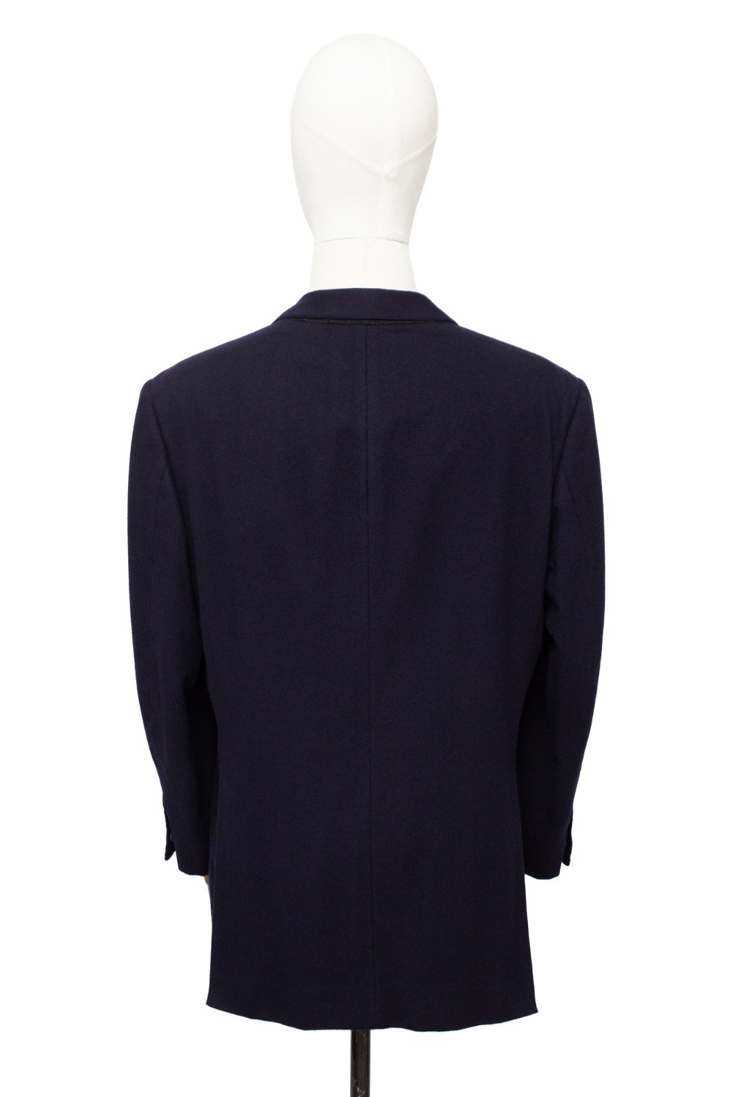 Huntsman Savile Row Bespoke Flannel Wool Navy Double Breasted Blazer Jacket