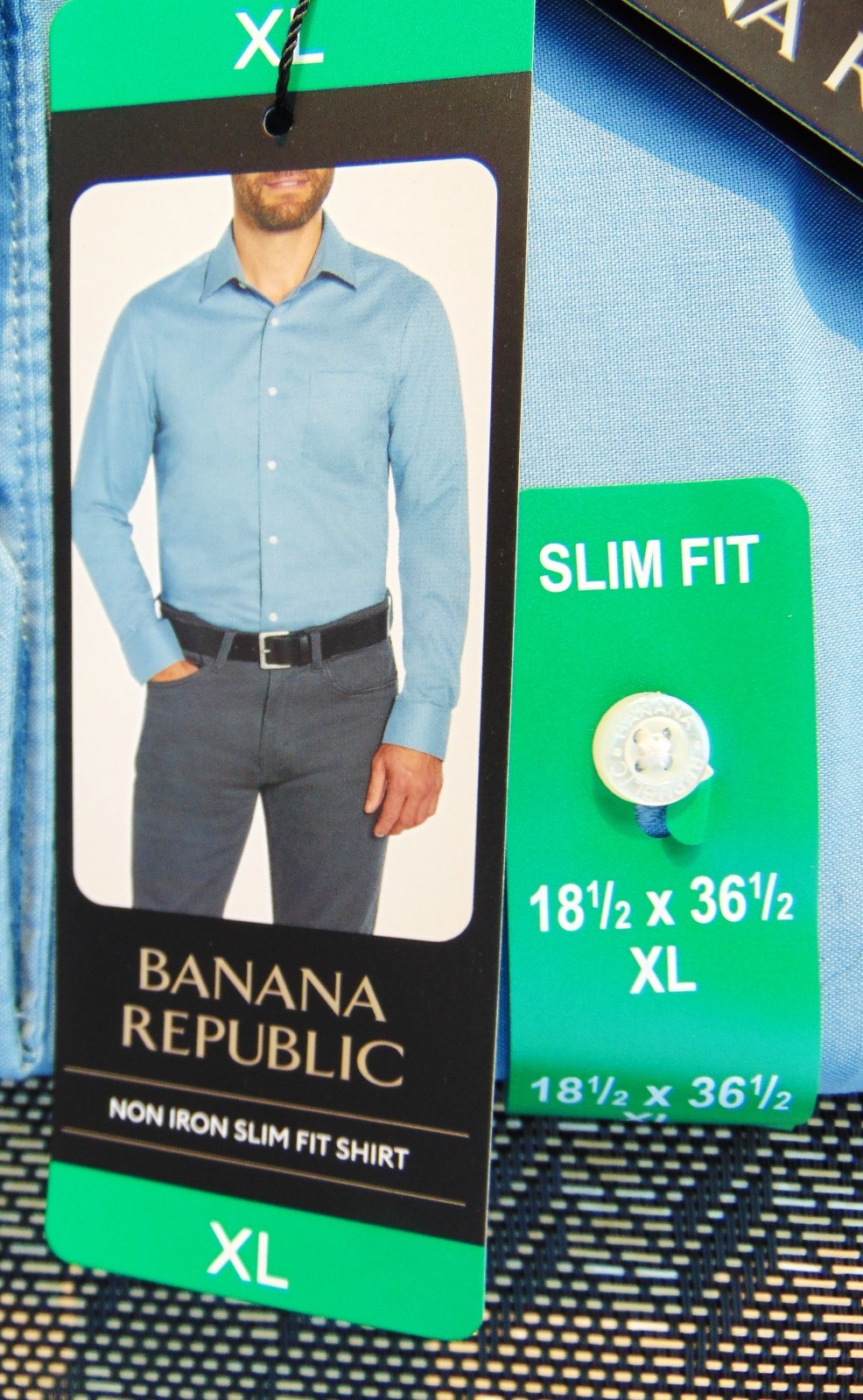 XL MEN’S BANANA REPUBLIC ~ BLUE~ NON IRON SLIM FIT~LONG SLEEVE SHIRT ~ BRAND NEW