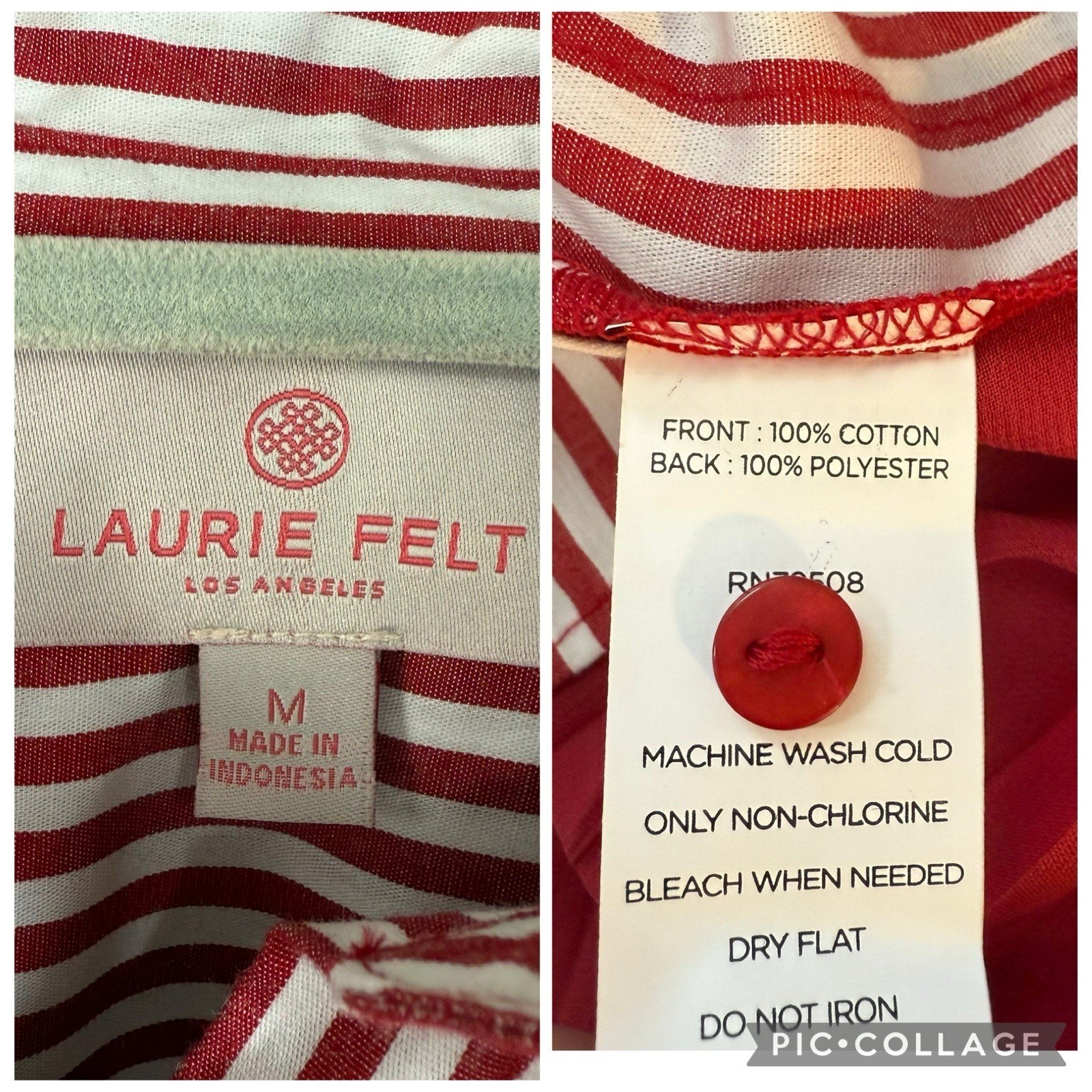 NWOT Striped Pleated Laurie Felt Button Up Tunic Shirt Medium Sheer Preppy