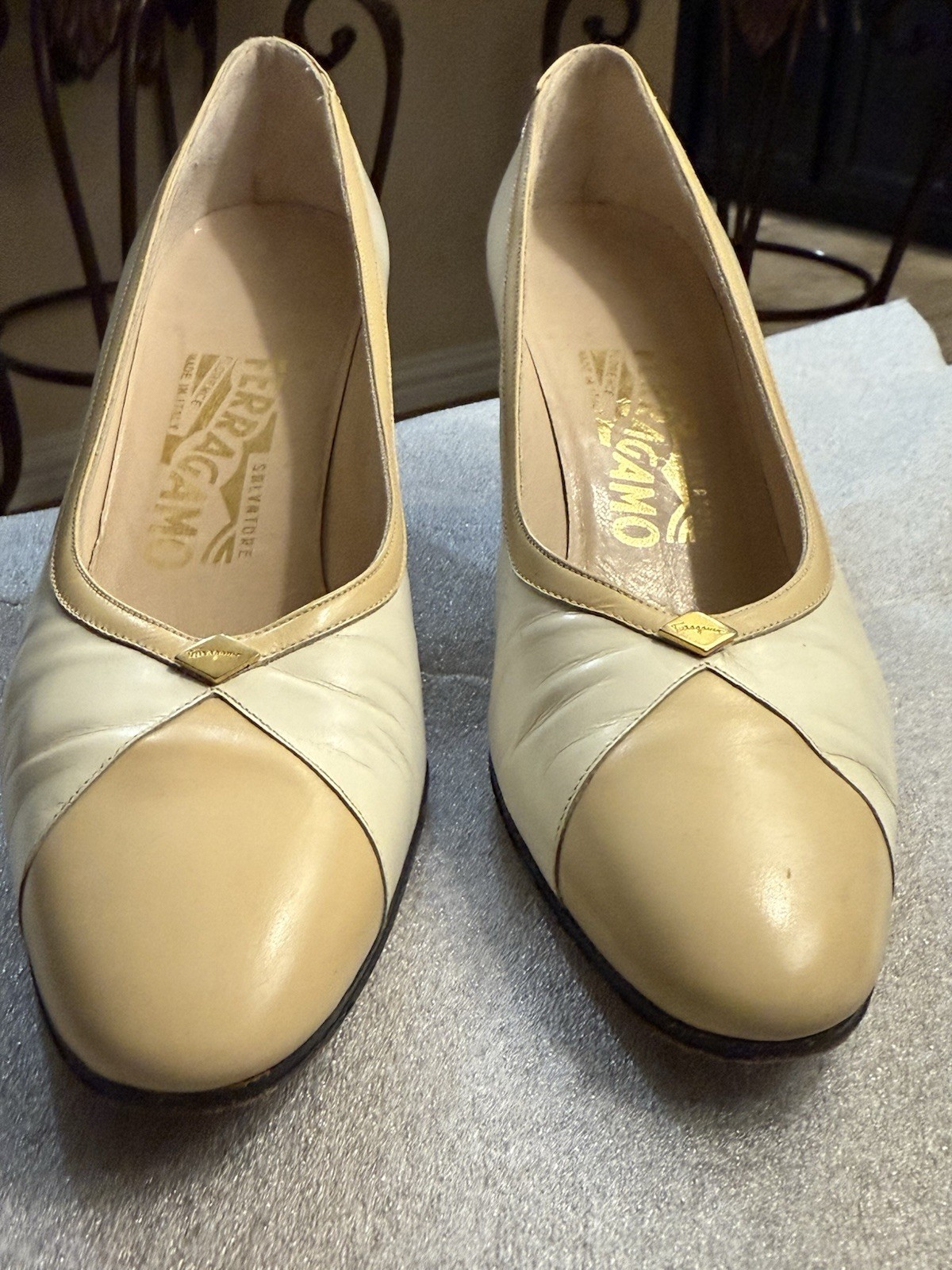 White/Cream Ferragamo Heels