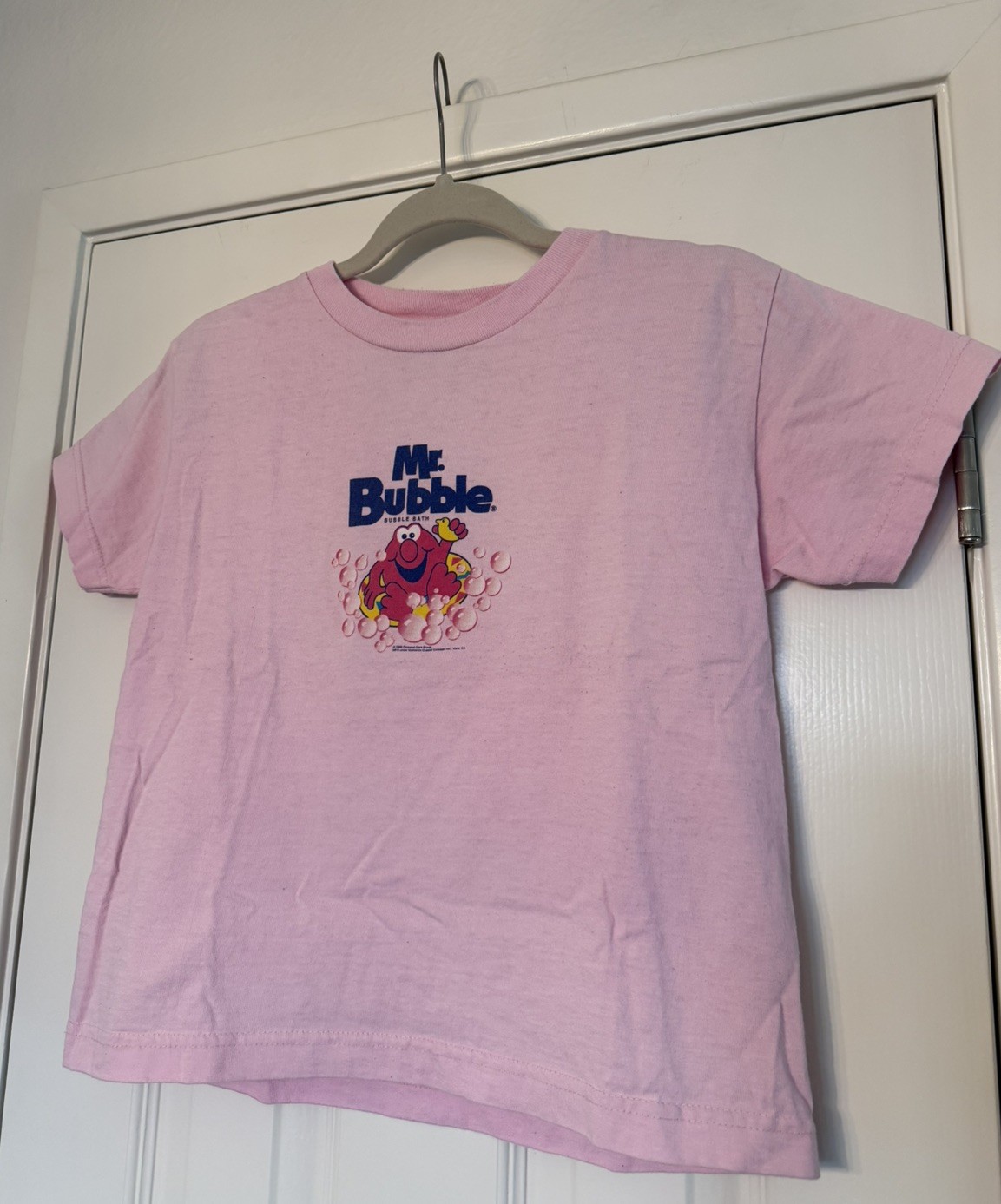 Vintage Y2K Mr Bubble Cotton T Shirt Bubble Bath Soap 90s Cropped Pink Medium