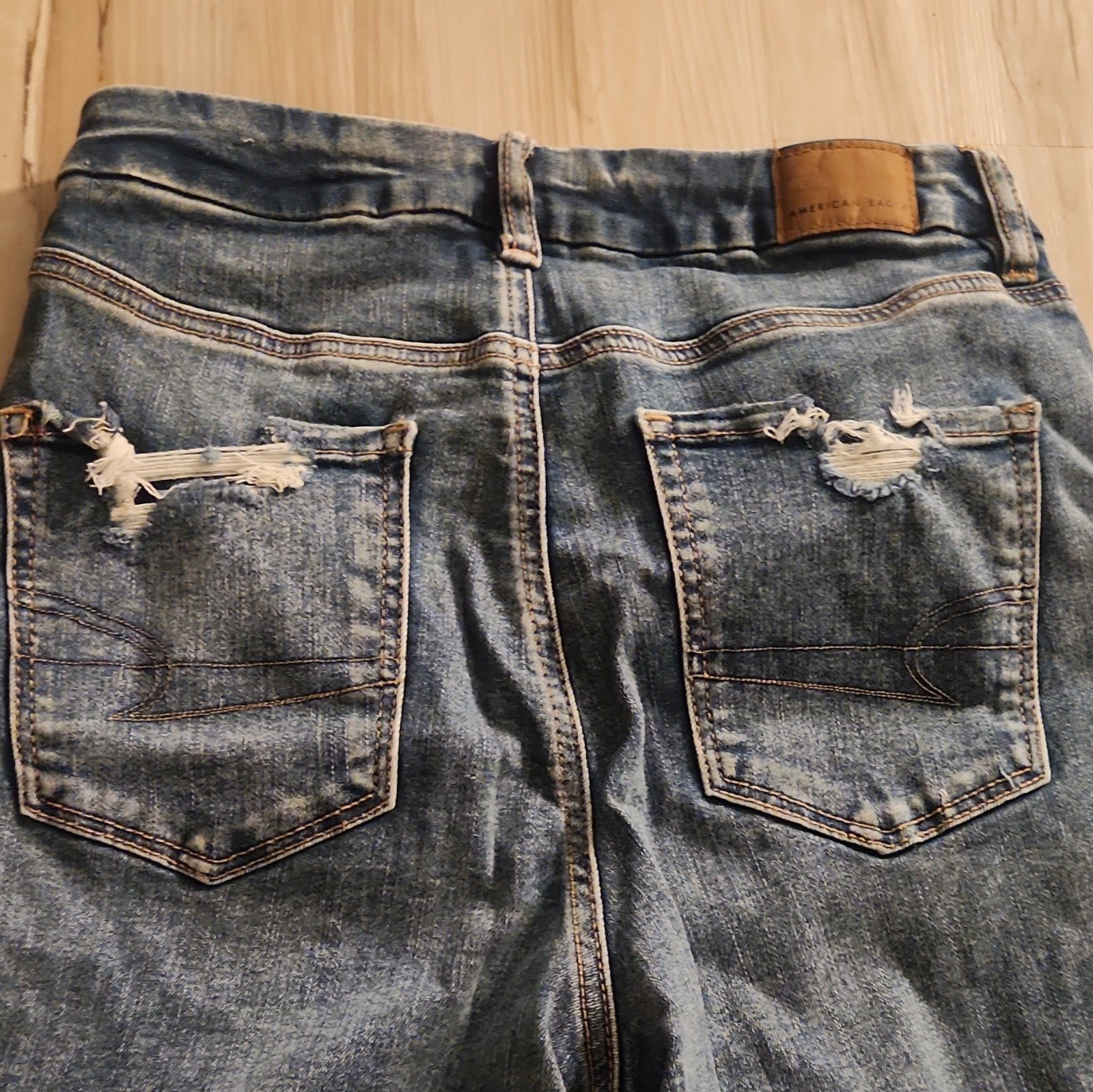 American Eagle Next Level Stretch High-Rise Jegging Distressed Blue Jeans 6